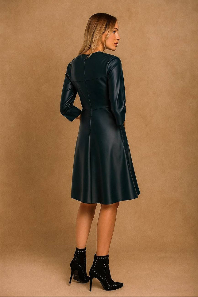 Camille Faux Leather A-Line Dress