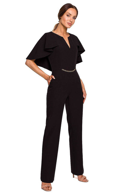 Cape Jumpsuit with Gold Chain Detail 