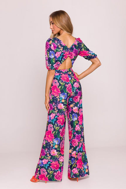 Norell Cutout Floral Jumpsuit — Elegant Wide-Leg Jumpsuit for Events