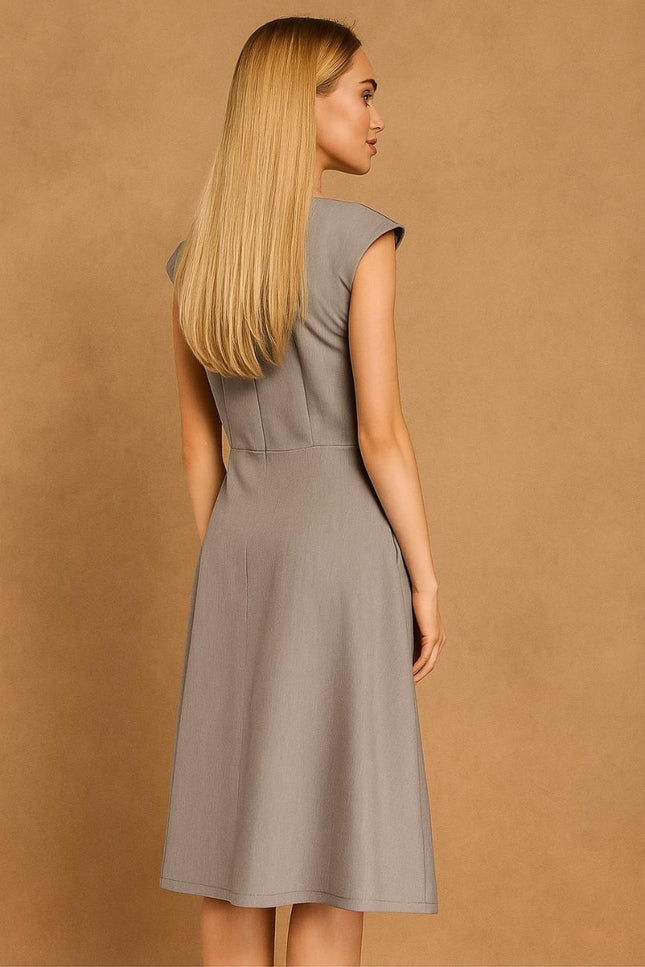 Valette Midi Work Dress – Tailored A-Line with Box Pleat