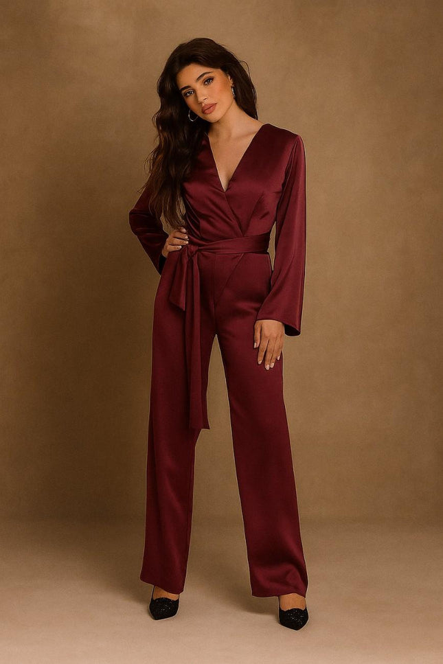 Luven Draped Satin Jumpsuit