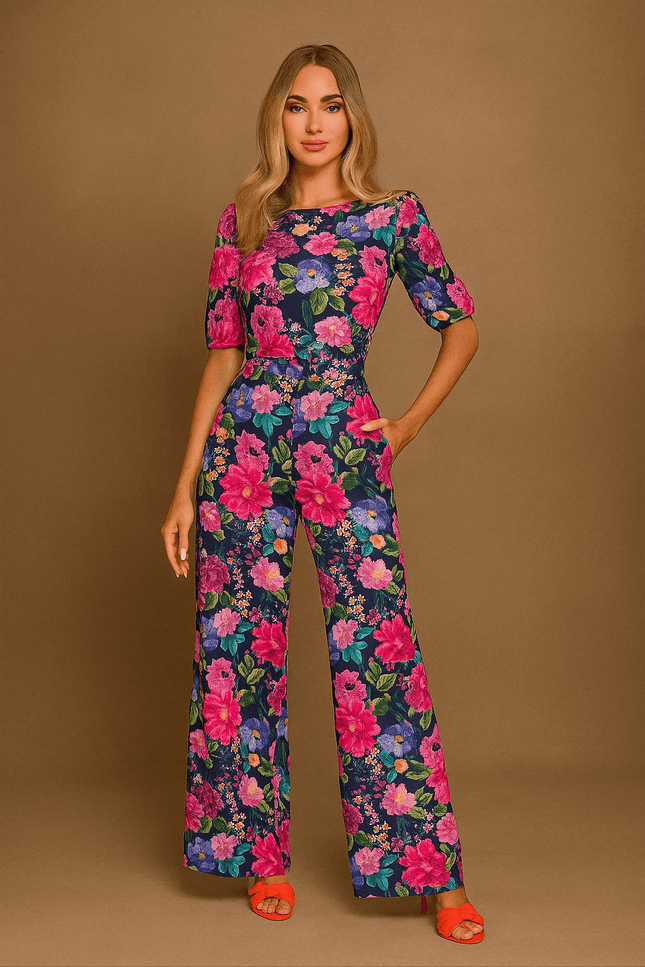 Norell Cutout Floral Jumpsuit