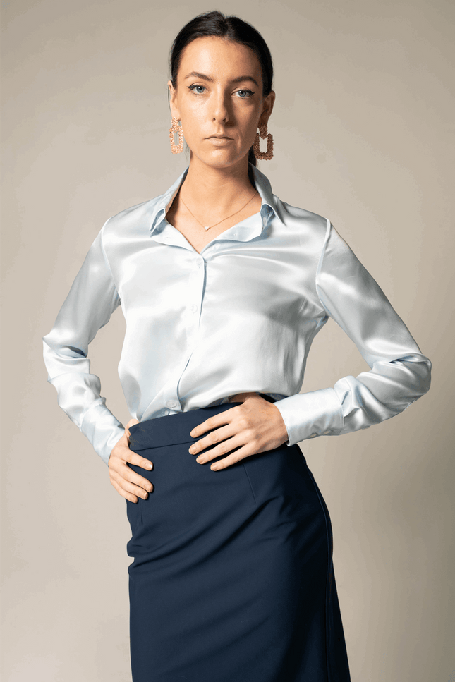 Classy Silk Shirt in Blue by Le Réussi® | Presidora