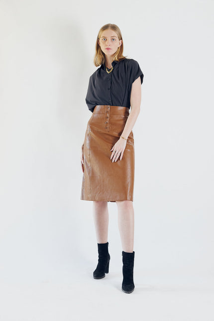 Dark Hazel Vegan Leather Skirt Le Réussi®