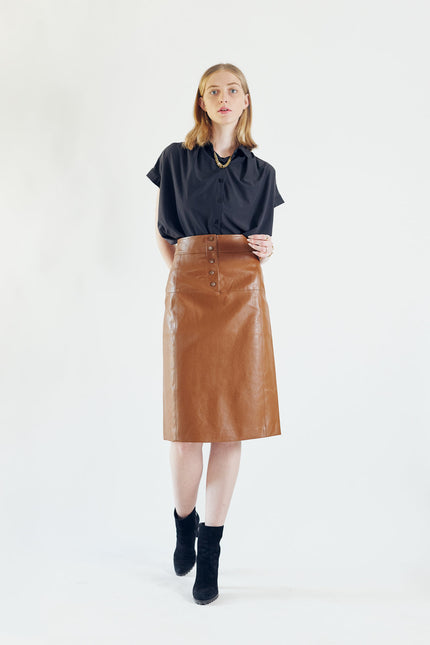 Dark Hazel Vegan Leather Skirt Le Réussi®
