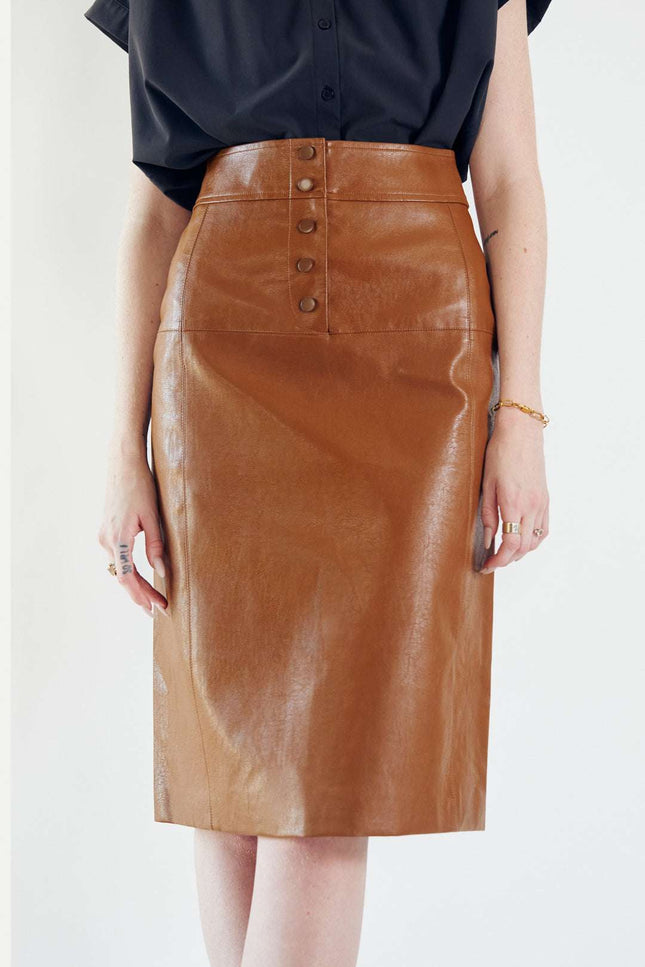 Dark Hazel Vegan Leather Skirt by Le Réussi® | Presidora