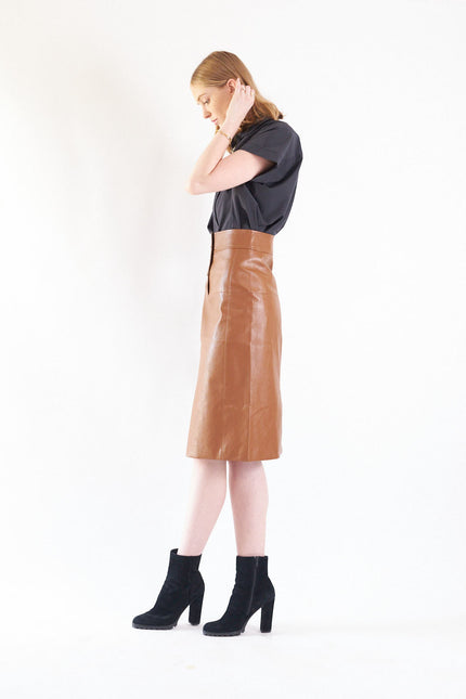 Dark Hazel Vegan Leather Skirt Le Réussi®