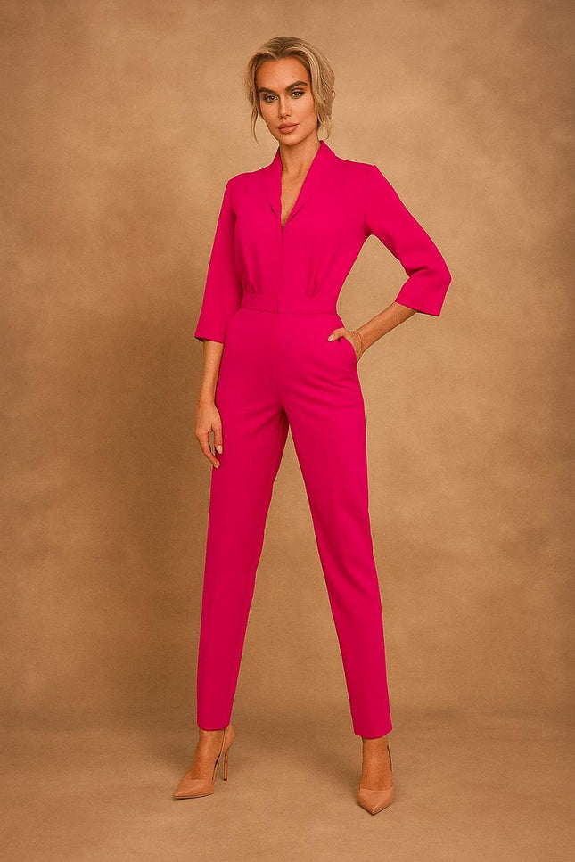 Cirelle Shawl-Collar Slim-Leg Jumpsuit