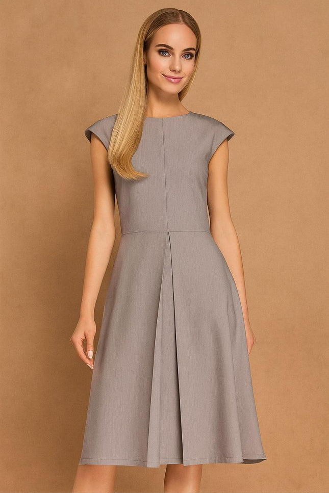 Valette Midi Work Dress – Tailored A-Line with Box Pleat