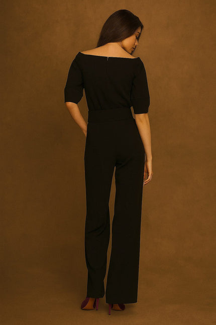 Vetra Cold-Shoulder Belted Jumpsuit