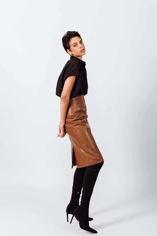 Dark Hazel Vegan Leather Skirt Le Réussi®