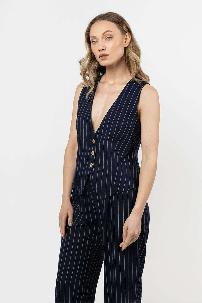 Riviera Striped Linen Vest by Awama | Presidora
