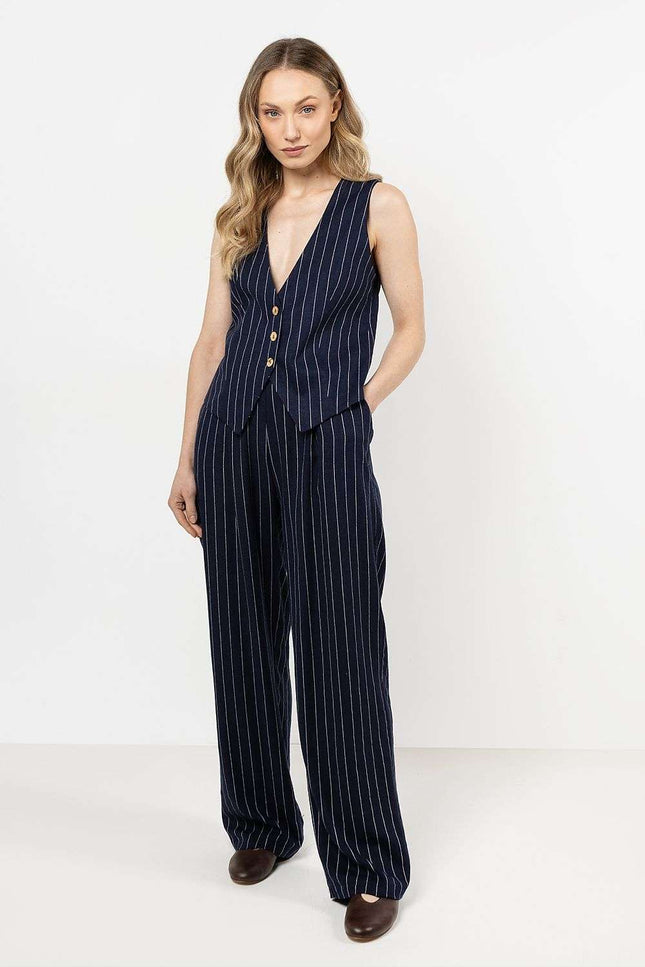 Riviera Striped Wide-Leg Trousers by Awama | Presidora