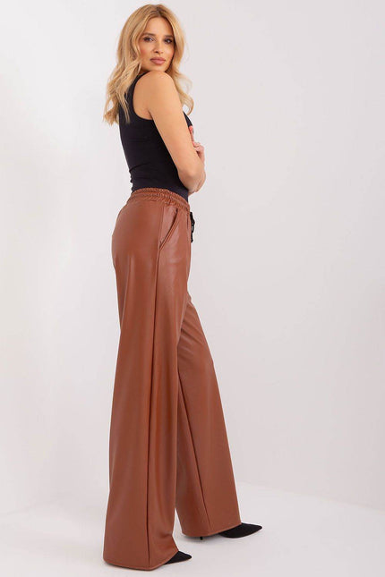 Elegant wide leg leather trousers pants in 