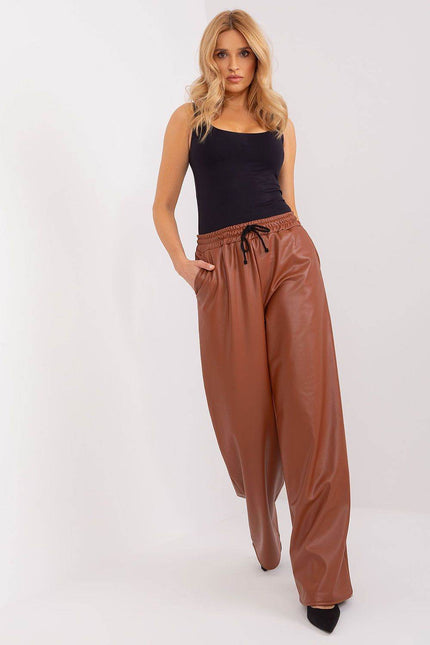 Elegant wide leg leather trousers pants in 