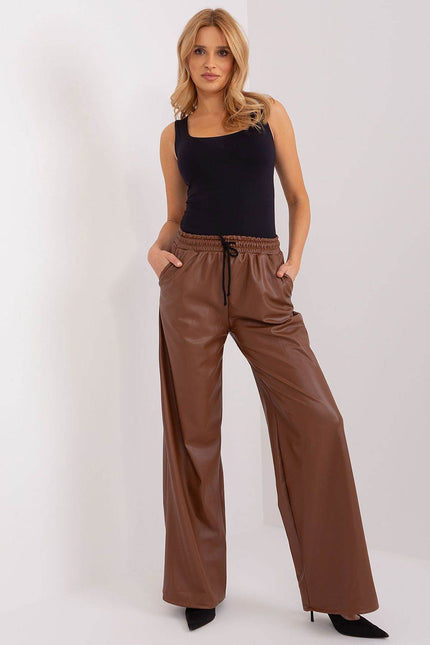 Elegant wide leg leather trousers pants in 