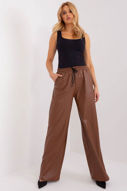 Elegant wide leg leather trousers pants in 