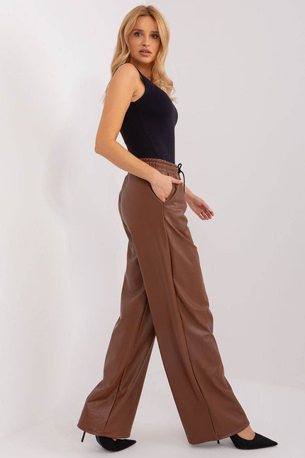 Elegant wide leg leather trousers pants in 