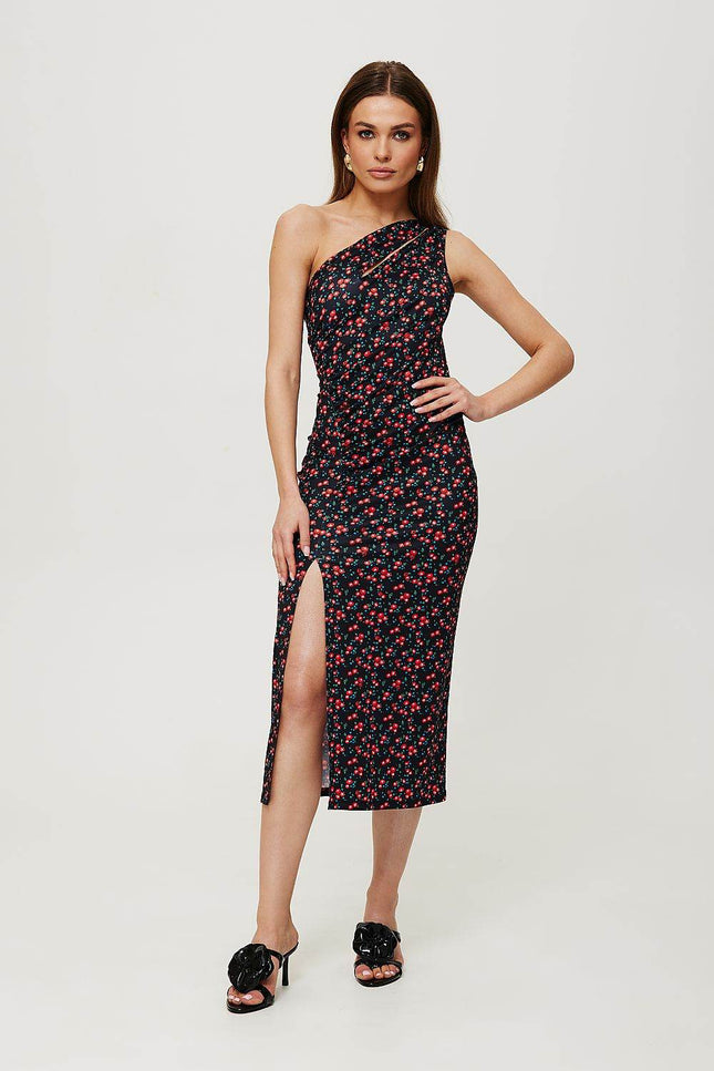 Flirty Floral One-Shoulder Dress by Makover | Presidora