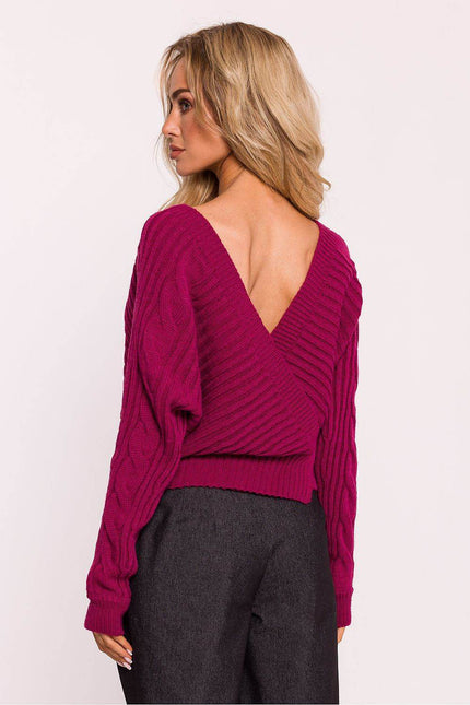 Elegant Deep V-Neck Wrap Knit Sweater - Zeletto