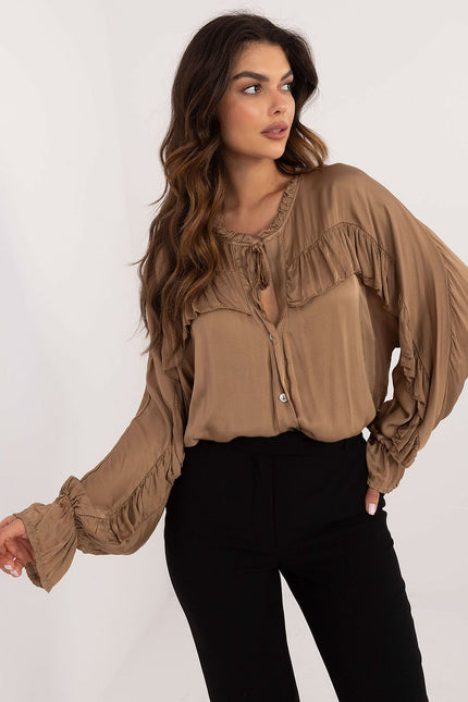 Ruffle Viscose Cascade Blouse by Och Bella | Presidora