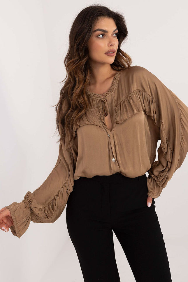 Ruffle Viscose Cascade Blouse by Och Bella | Presidora