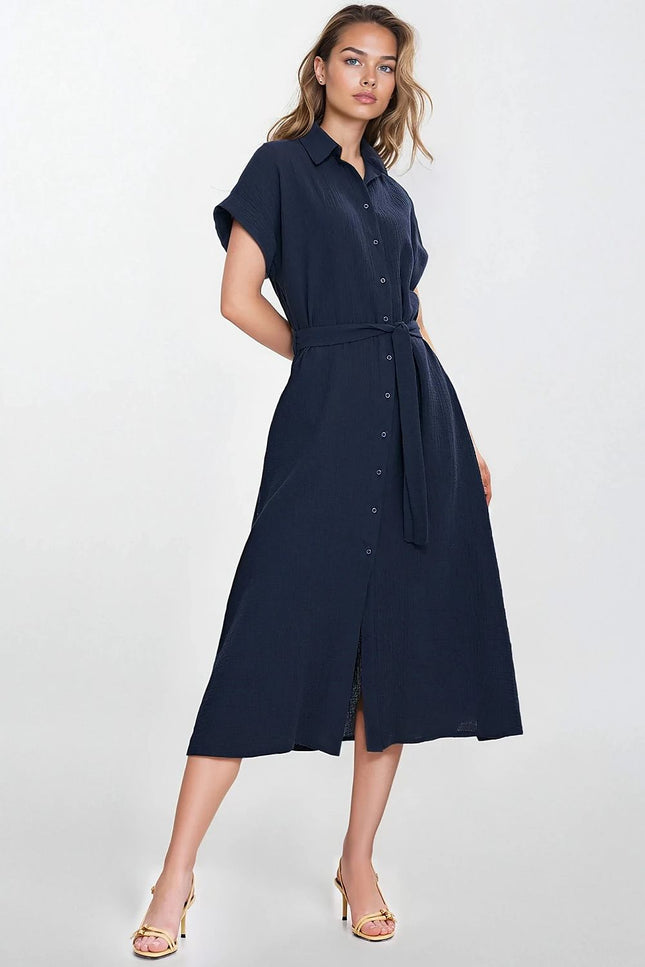 Solenne Cotton Muslin Shirt Dress by Nife | Presidora