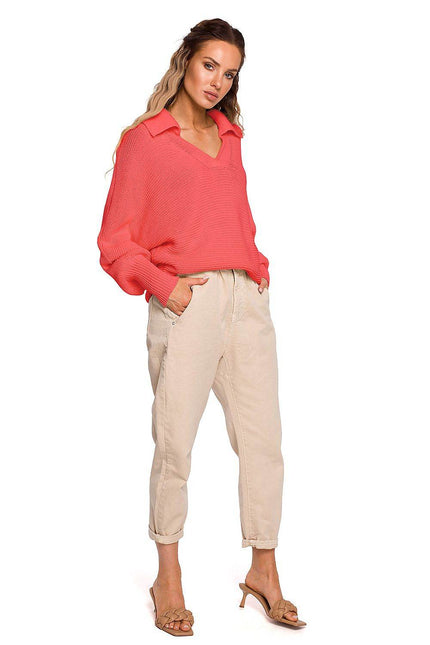 Collared V-Neck Knit Sweater - Zeletto