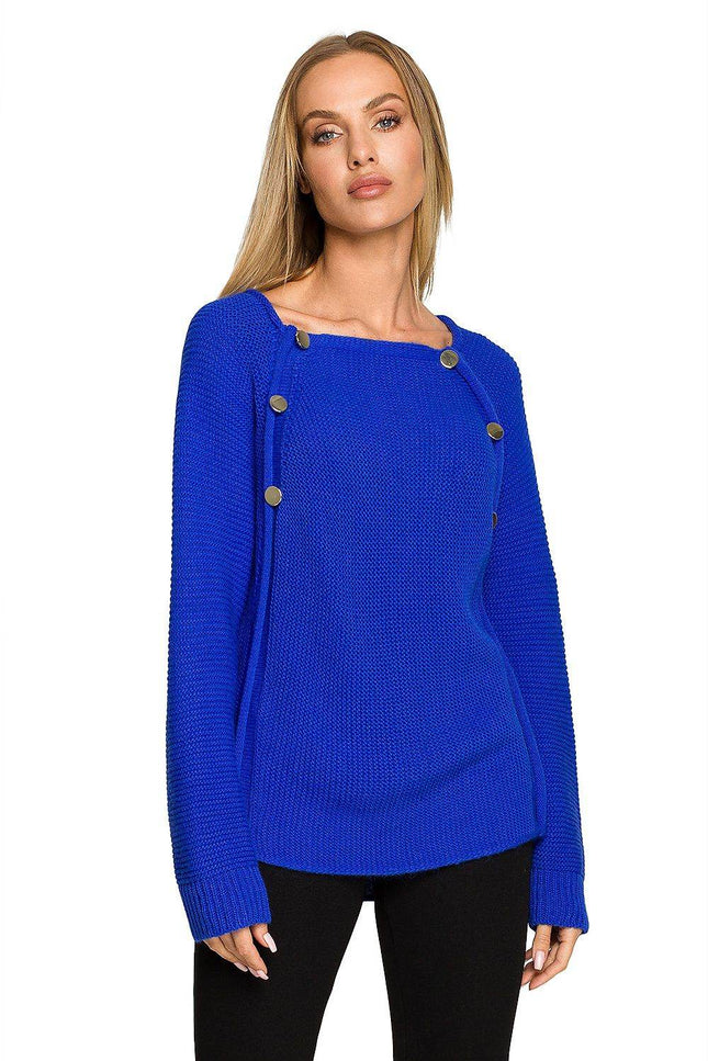 Elegant Button-accented Knit Sweater by Moe | Presidora