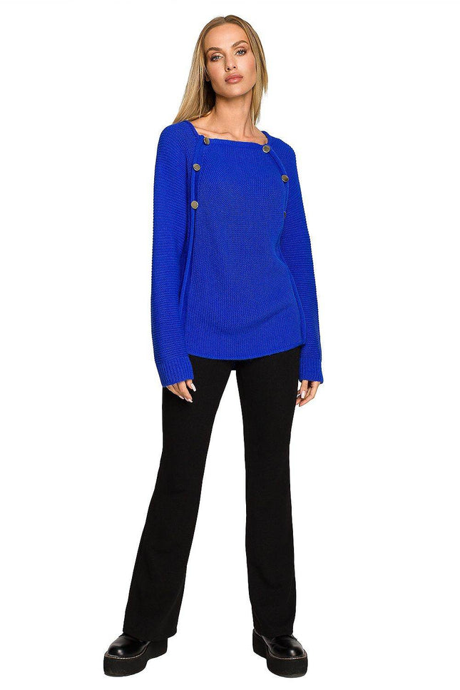 Elegant Button-accented Knit Sweater - Zeletto