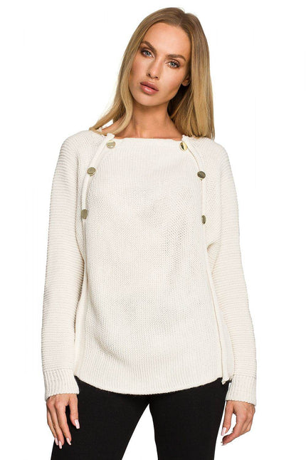Elegant Button-accented Knit Sweater - Zeletto