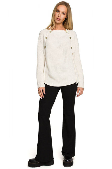 Elegant Button-accented Knit Sweater - Zeletto