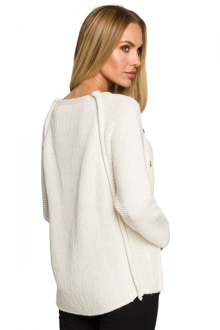 Elegant Button-accented Knit Sweater - Zeletto