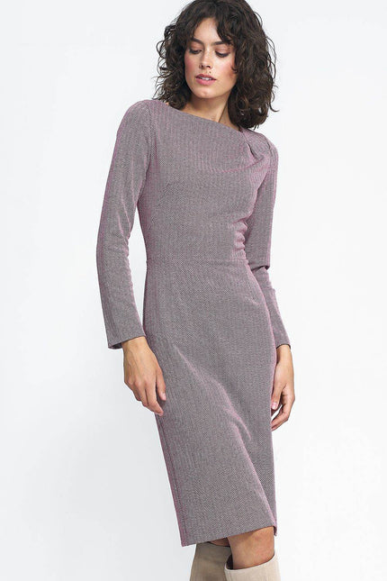 Elegant Herringbone Midi Dress by Nife | Presidora