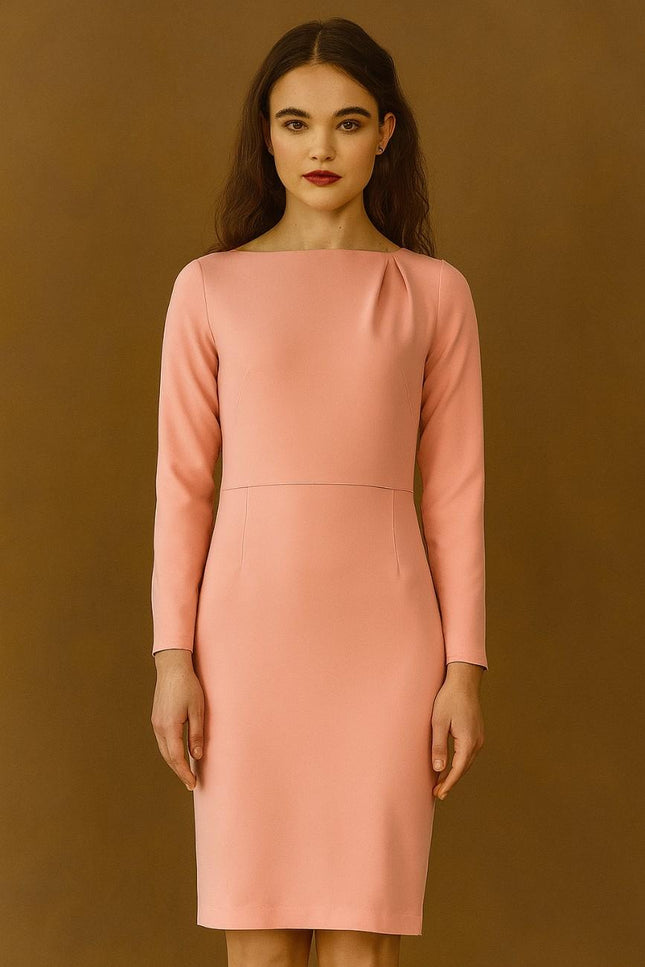Woman wearing a pink dress