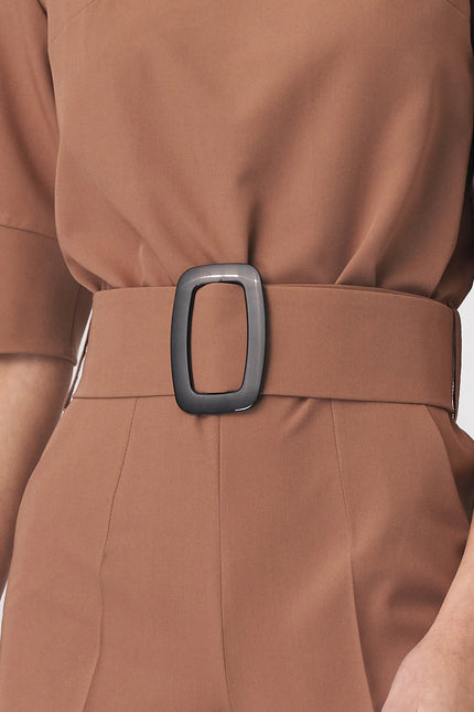 Vetra Cold-Shoulder Belted Jumpsuit