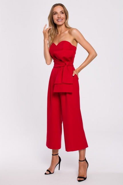 Kandi Bow-Drape Culotte Jumpsuit