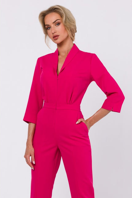 Cirelle Shawl-Collar Slim-Leg Jumpsuit